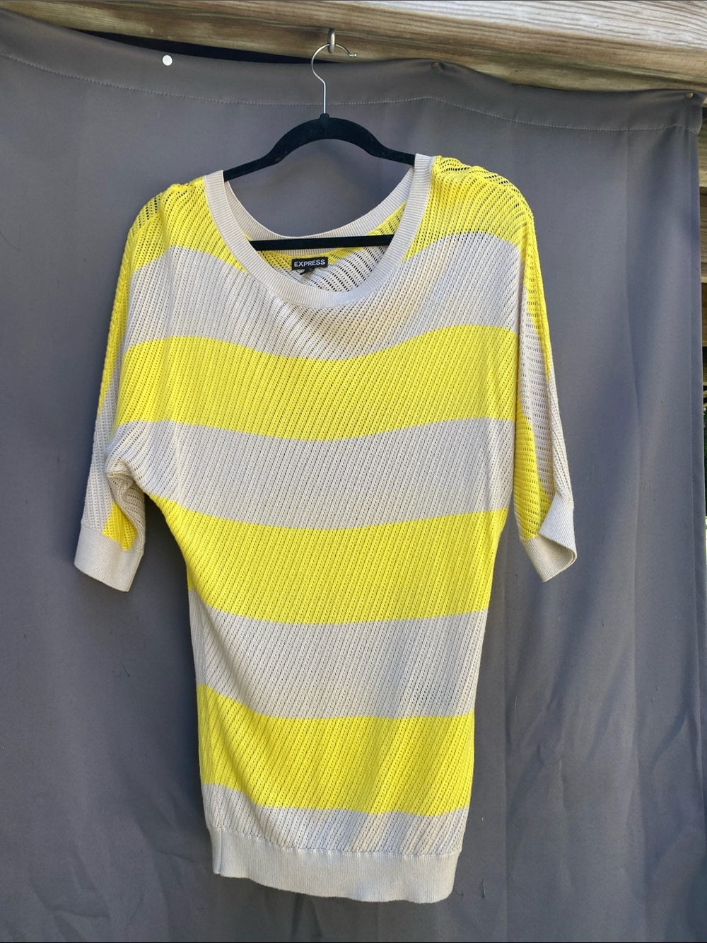 Express Yellow and Cream Striped Knit Top